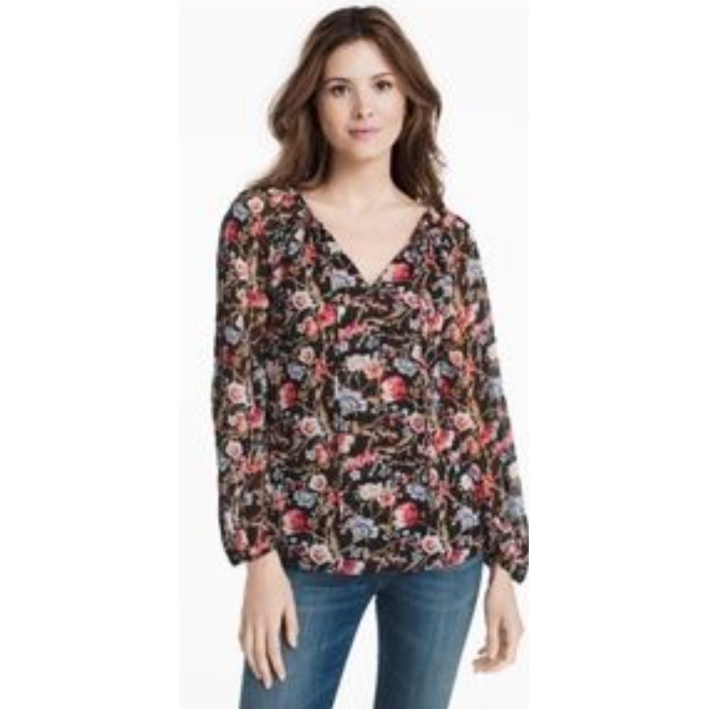 White House Black Market 8 M floral long sleeve church party whimsigoth‎ blouse